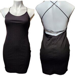 Bozzolo little black dress Women's large Ribbed sleeveless Strappy backless fit